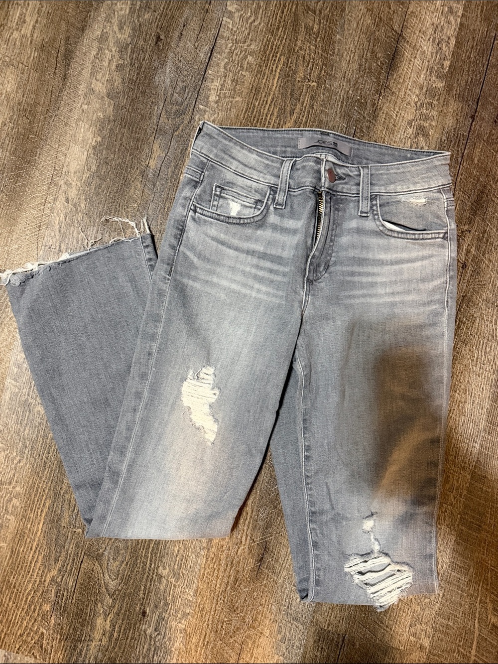 Joe's Jeans Gray Distressed Ankle Crop Jeans